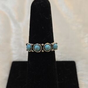 Southwestern Silver and Blue Turquoise Ring.Size 6.5.